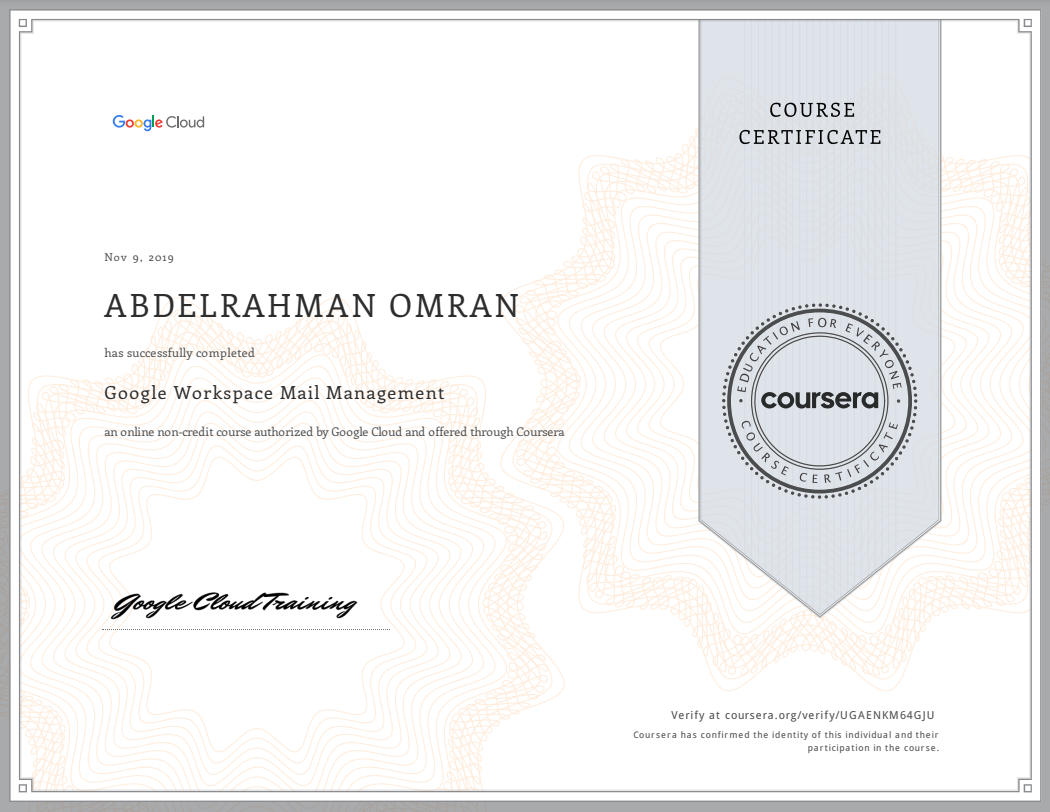 Google Workspace Mail Management - Abdelrahman Omran Certificate - UGAENKM64GJU