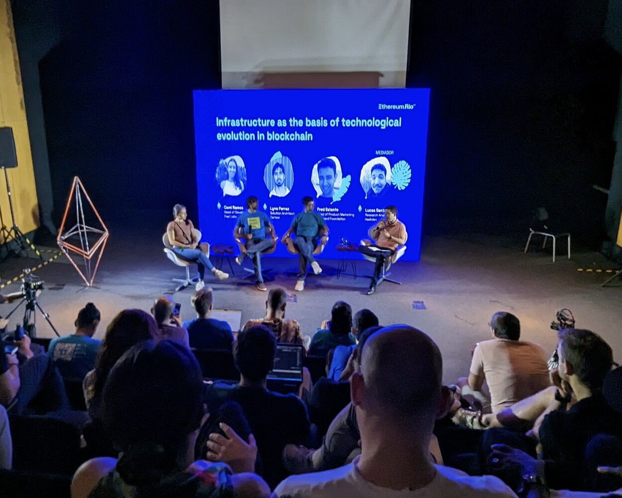 Solution Architect Lyno Ferraz shared insights at an Ethereum Rio panel alongside other projects 